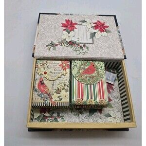 Pooch & Sweetheart 6 Cardinal Notepads And Storage Box Christmas Decorative
